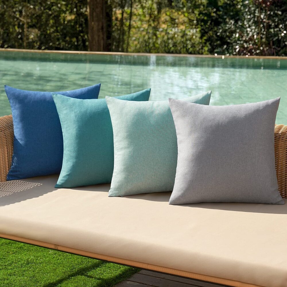 4052 Pack of 4 Decorative Outdoor Throw Pillow Covers Linen Waterproof